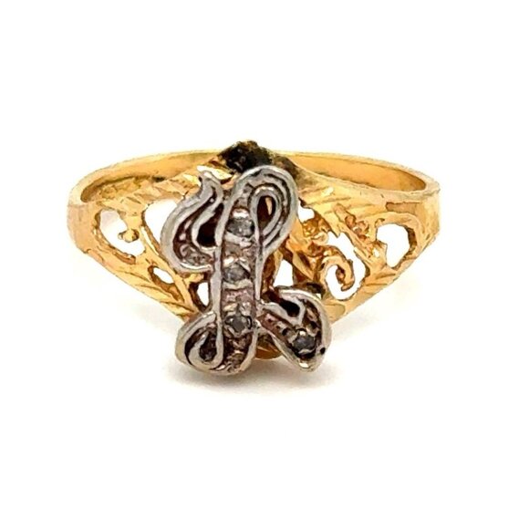 10K Gold Initial L Diamond Ring - Picture 1 of 8